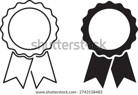 Black and white rosette ribbons with circular centers badge symbol