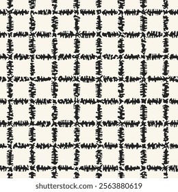 Black And White Rough Windowpane Check Pattern