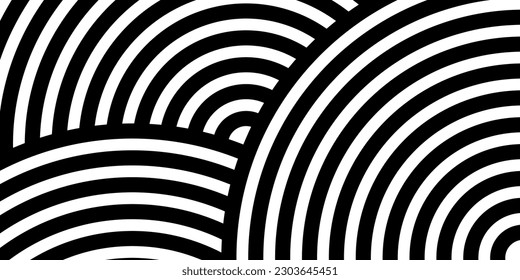 Los círculos redondos en blanco y negro se superponen con el fondo. Resumen del fondo de forma geométrica. Textura vectorial abstracta oscura moderna.