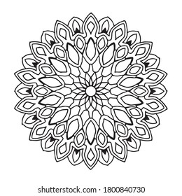 Schwarz weiß runde runde, fette Linie mandala Ornament runde Dekoration Muster, einfache Farbe Buch Vektor.