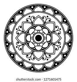 Black and white round ethnic mandala, vector illustration on white background. Can be used for coloring book, greeting card, phone case print, etc. Islam, Arabic, Pakistan, Moroccan, Turkish motifs.