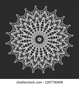 Black and white round ethnic mandala, vector illustration on white background. Can be used for coloring book, greeting card, phone case print, etc. Islam, Arabic, Pakistan, Moroccan, Turkish motifs.