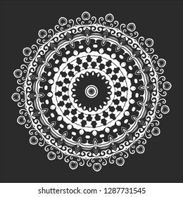 Black and white round ethnic mandala, vector illustration on white background. Can be used for coloring book, greeting card, phone case print, etc. Islam, Arabic, Pakistan, Moroccan, Turkish motifs.