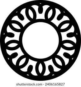 black and white round frame.