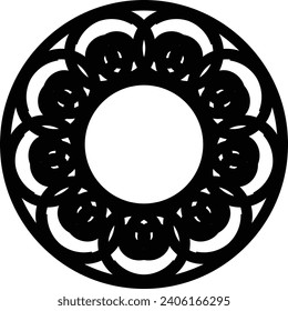 black and white round frame.