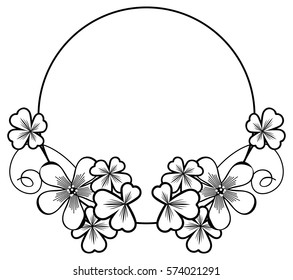 Black White Round Frame Shamrock Contour Stock Vector (Royalty Free ...