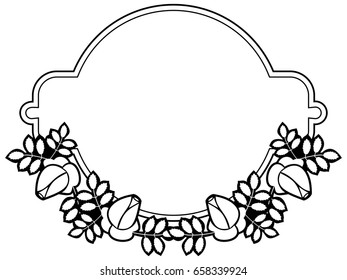 Black White Round Frame Stylized Roses Stock Vector (Royalty Free ...