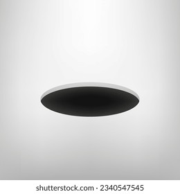 Black and white round holes on a surface 3D perspective view. Isolated golf hole emoji illustration. Vector illustration