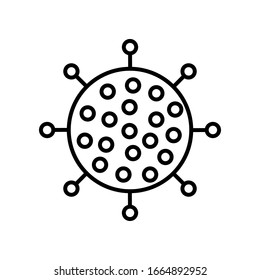 Ícono redondo blanco y negro de la nueva cepa peligrosa del virus chino dañino covid 019 enfermedad de pandemia del coronavirus. La destrucción del sistema inmunológico humano. Ilustración vectorial.