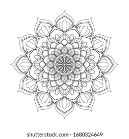 Black and white round mandala isolated on white background. Vector illustration