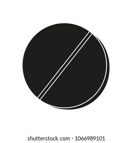 Black and white round pill silhouette. Healthcare themed vector illustration for icon, sticker, sign, patch, certificate badge, gift card, stamp logo, label, poster, web banner
