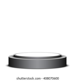 Black and white round podium. Pedestal. Scene. Vector illustration.