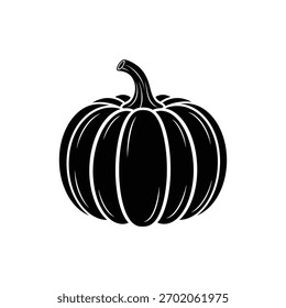 Black and white round pumpkin vegetable icon