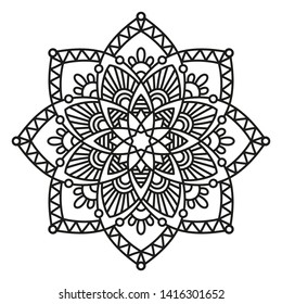 motivos simétricos redondos en blanco y negro. diseño arabesco. mandala decorativa elegante