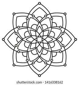 black and white round symmetrical pattern. arabesque design. fancy decorative mandala