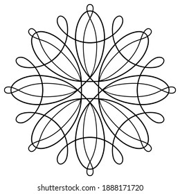 black and white round symmetrical vector artwork. mandala pattern. perfect elegant invitation card design