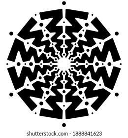 black and white round symmetrical vector artwork. mandala pattern. perfect elegant invitation card design