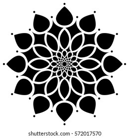 black and white round symmetry pattern, mandala, rosette