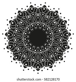 black and white round symmetry pattern, mandala, rosette