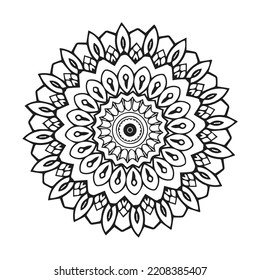 libro de coloreado abstracto de vector redondo en blanco y negro para adultos, camisa de pintura de patrón de encaje y diseño de pegatinas