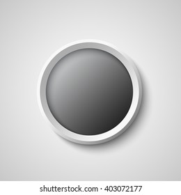 Black and white round web button. Vector illustration.