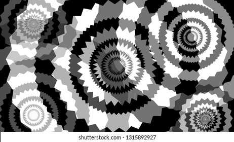 Black and white round zig-zag background