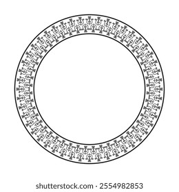 Black and white rounded floral border frame design