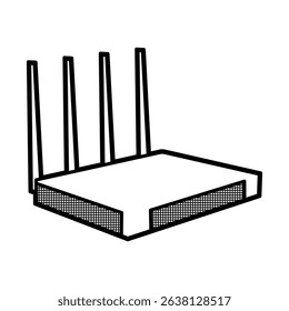 black white router icon four antennas simple