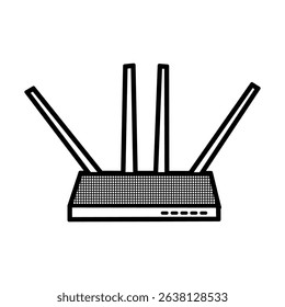 black white router icon four antennas