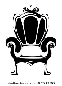 Black and white royal throne. King chair in monochrome style.