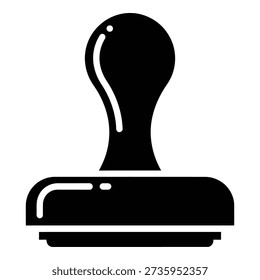 Black and white rubber stamp with round handle office supply desig