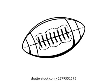 Black and White Rugby Ball Clipart Vector on White Background