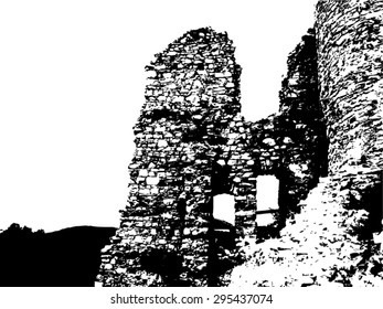 black white ruin / vector illustration