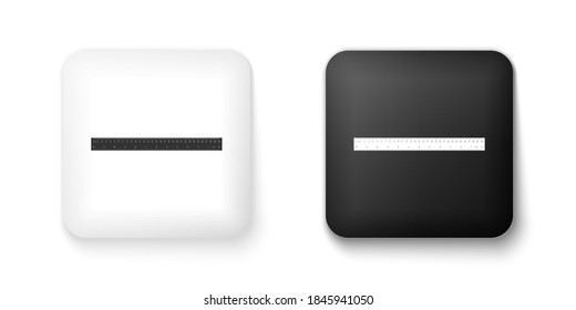 Black and white Ruler icon isolated on white background. Straightedge symbol. Square button. Vector.