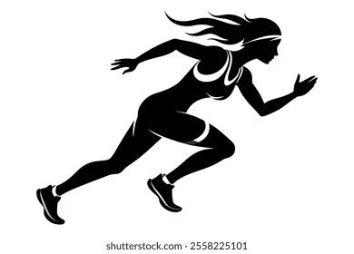 black and white runner athlet girl sport full
