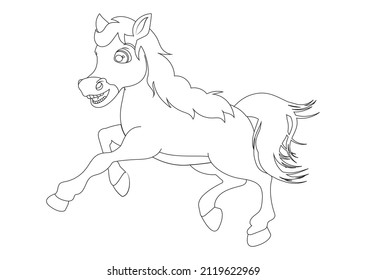 Black and white Running Horse vector Illustration
