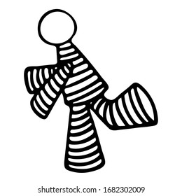 Black And White Running Man Doodle Sketch. Hand-Drawn Isolated Illustration On White Background. Running Man With Stripes For Coloring Book, Coloring Page, Design And Web.
