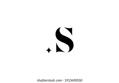 black and white S alphabet letter logo for business with star. Creative lettering for company. Corporate identity branding icon design 