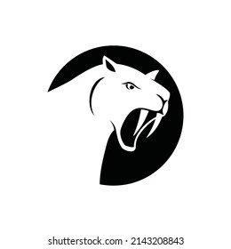 black and white sabertooth tiger logo vector