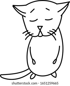 black and white sad cat doodle hand drawing
