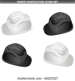 Black and white safety plastic hard hat, helmet vector