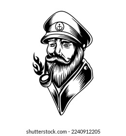 Black and white sailor head vector design