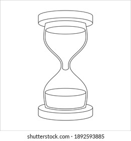 Black and White Sand Hour Glass HourGlass SandGlass Outline Vector Illustration