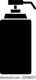 Black and white sanitary sign icon of a hand sanitizer bottle of liquid soap or alcohol important for public areas like bathroom, hospital, school, mall, office to keep clean and kill germs, bacteria.