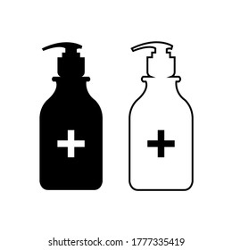 Black and white sanitizer icon