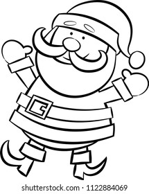 Black and White Santa Claus. Cute St Nick. Vector