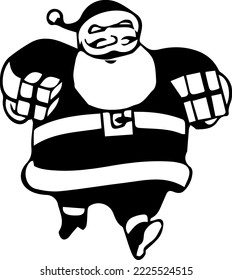 black and white santa claus vector