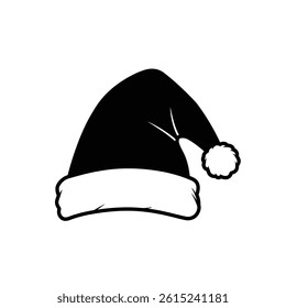 Black And White Santa Hat Silhouette Graphic Vector Illustration Isolated
