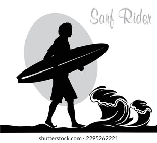 Black And White Sarf Rider Vector Illustration Art