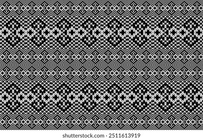 Black and white Sarong fabric from pattern deaign geamatric shapes.